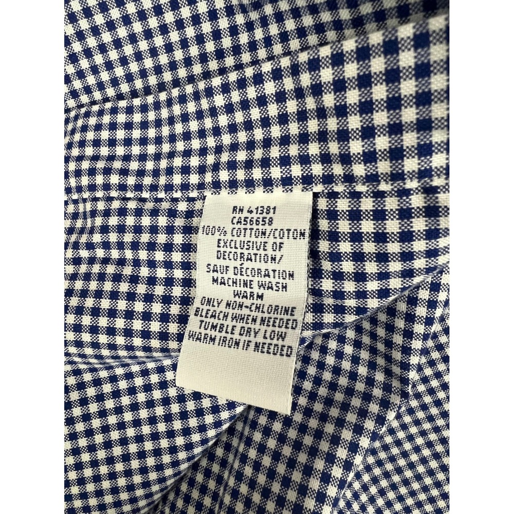 Ralph Lauren Mens Gingham Button Down Shirt Navy Blue White 18 36/37 Cotton - Picture 5 of 6
